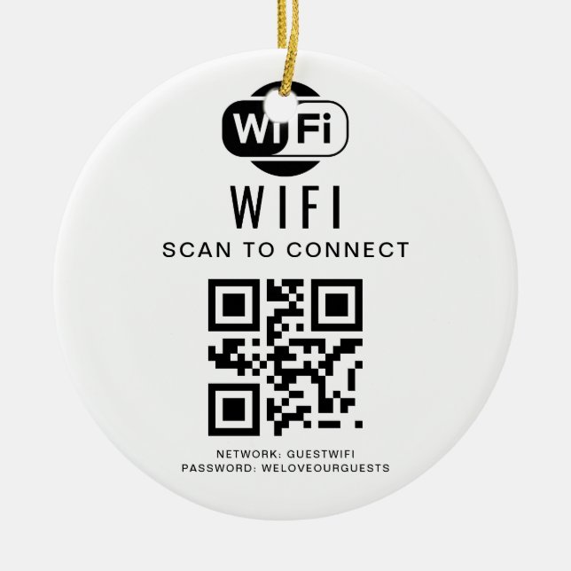 Wifi Password | QR Code Scan to Connect Ceramic Ornament (Front)