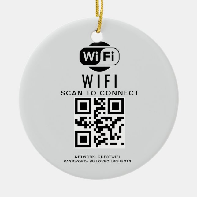 Wifi Password | QR Code Scan to Connect Ceramic Ornament (Front)