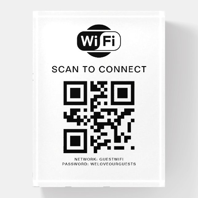 Wifi Password | QR Code Scan to Connect Paperweight (Vertical)