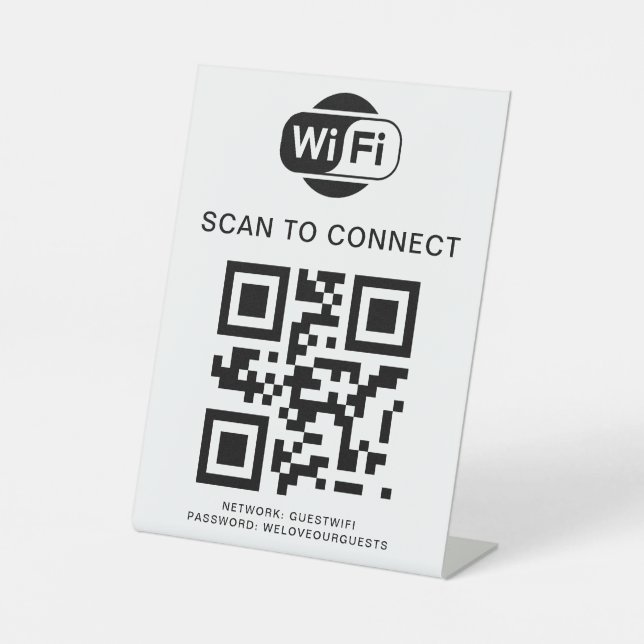 Wifi Password | QR Code Scan to Connect Pedestal Sign (Front)