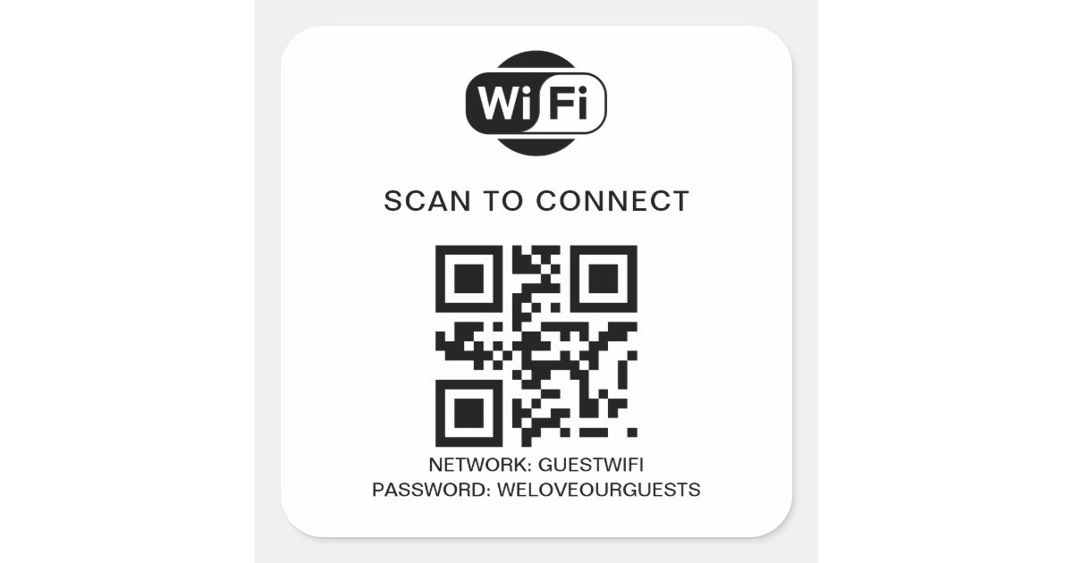 M60m Router Dialog Password Sticker Wifi Password | QR Code Scan to Connect Square Sticker | Zazzle