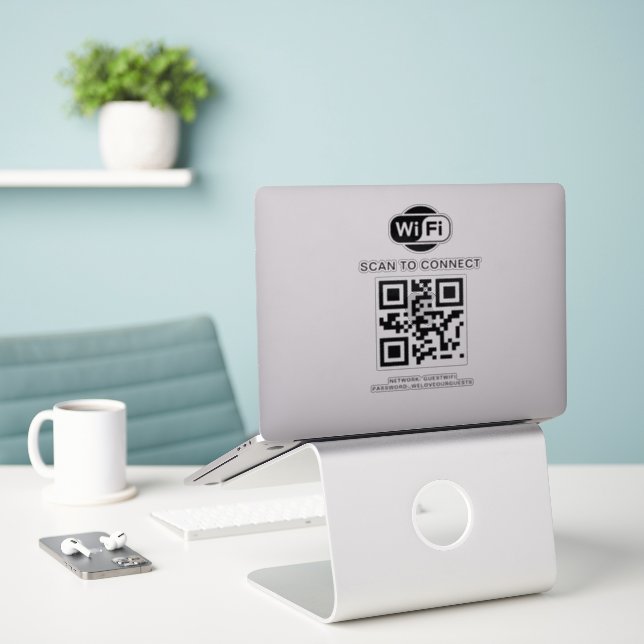 Wifi Password | QR Code Scan to Connect Sticker (Laptop On Desk)