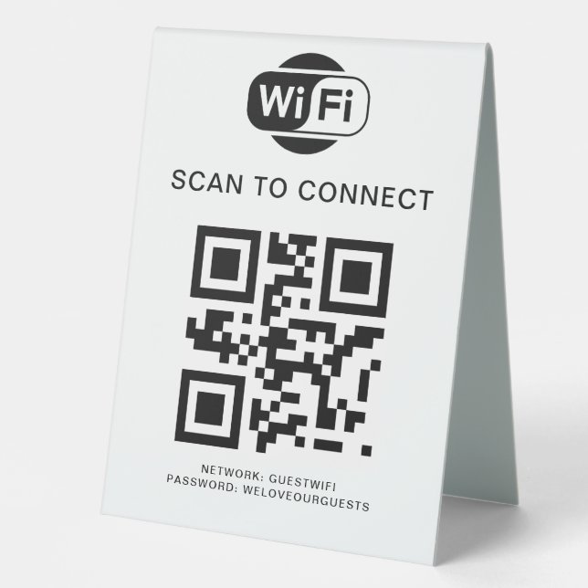 Wifi Password | QR Code Scan to Connect Table Tent (Front)