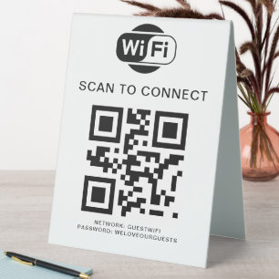 Wifi Password QR Code Scan to Connect Table Tent