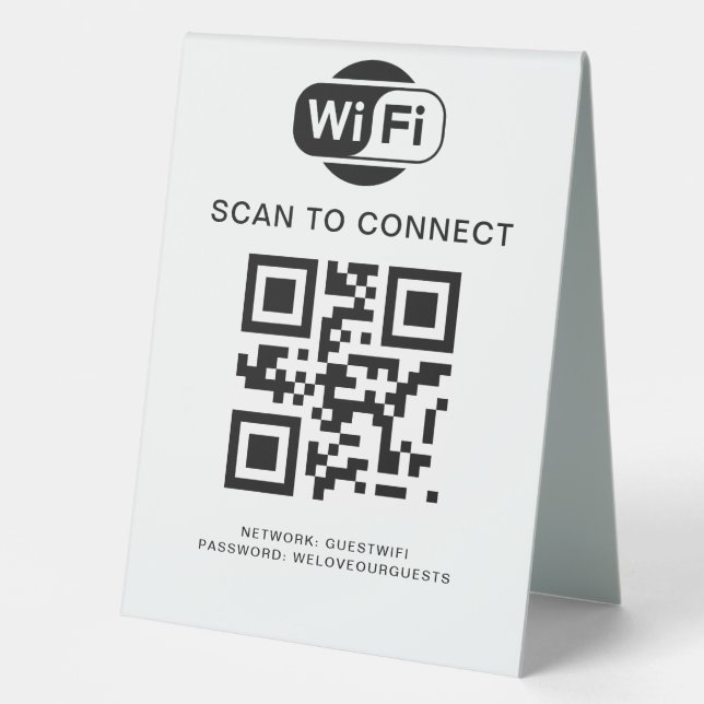 Wifi Password | QR Code Scan to Connect Table Tent (Front)