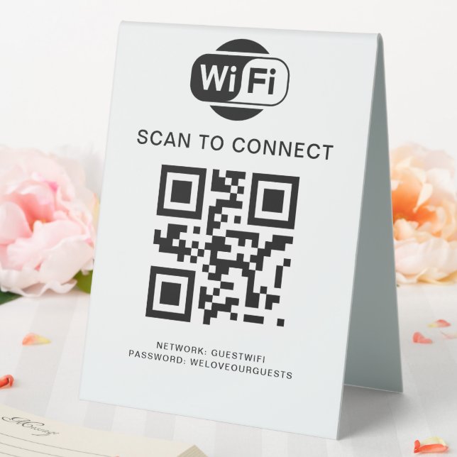 Wifi Password | QR Code Scan to Connect Table Tent (In SItu (Wedding))