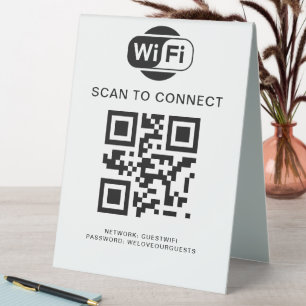 Wifi Password QR Code Scan to Connect Table Tent
