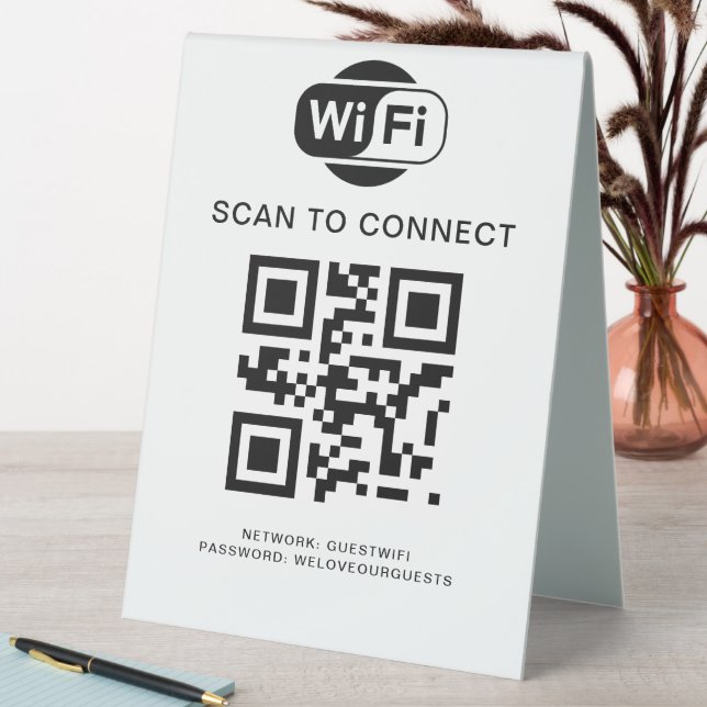 Wifi Password | QR Code Scan to Connect Table Tent (In SItu (Table))