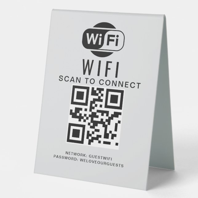 Wifi Password | QR Code Scan to Connect Table Tent (Front)