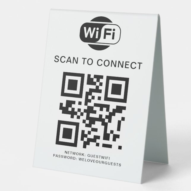 Wifi Password | QR Code Scan to Connect Table Tent (Front)
