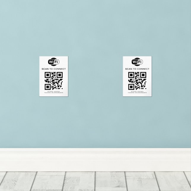 Wifi Password | QR Code Scan to Connect Wall Art Sets (Wood Floor)