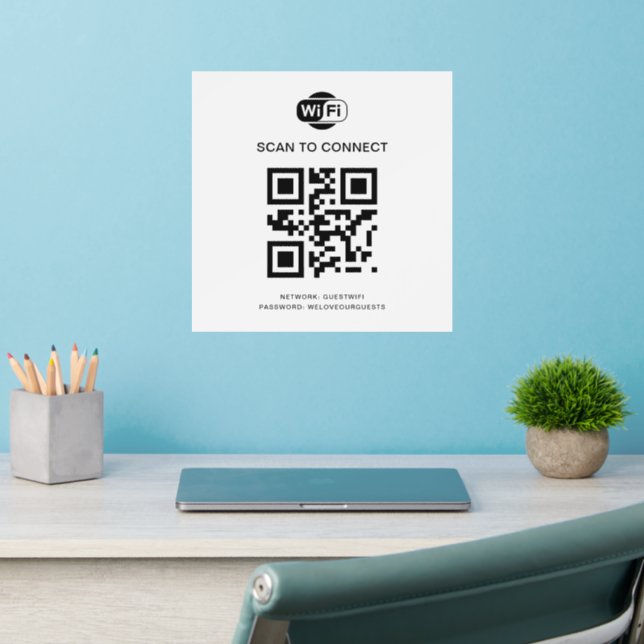 Wifi Password | QR Code Scan to Connect Wall Decal (Home Office 2)