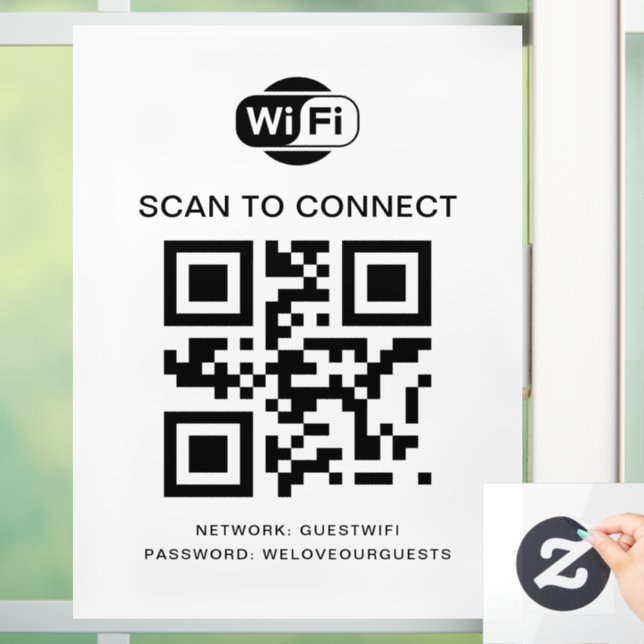 Wifi Password | QR Code Scan to Connect Window Cling (Home)
