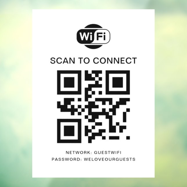 Wifi Password | QR Code Scan to Connect Window Cling (Sheet 3)