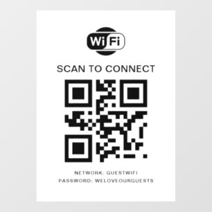 Wifi Password   QR Code Scan to Connect Window Cling