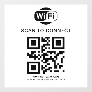 Wifi Password   QR Code Scan to Connect Window Cling