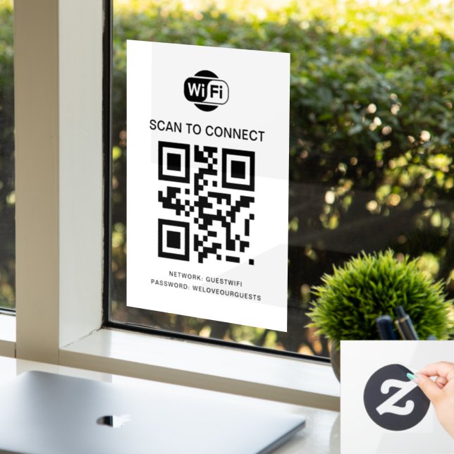 Wifi Password | QR Code Scan to Connect Window Cling (Office)