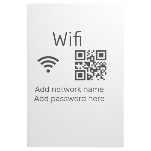 Wifi password sign add Q R code here details here 