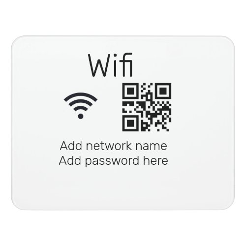 Wifi password sign add Q R code here details here 