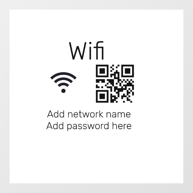 Wifi password sign add Q R code here details here  (Sheet)