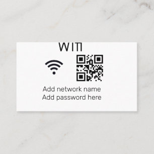Wifi password sign add Q R code here details here Business Card