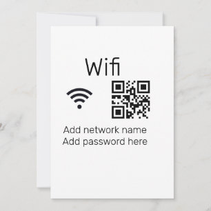 Wifi password sign add Q R code here details here Holiday Card
