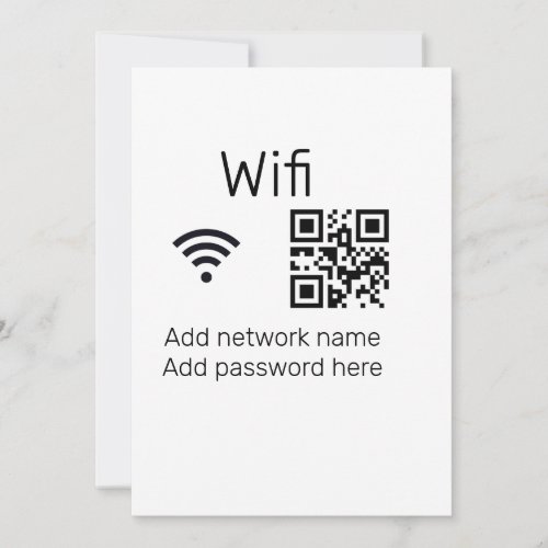 Wifi password sign add Q R code here details here  Holiday Card