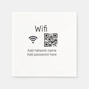 Wifi password sign add Q R code here details here Napkins
