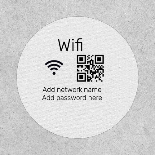 Wifi password sign add Q R code here details here  Patch