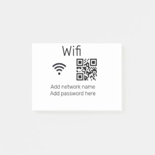 Wifi password sign add Q R code here details here  Post-it Notes