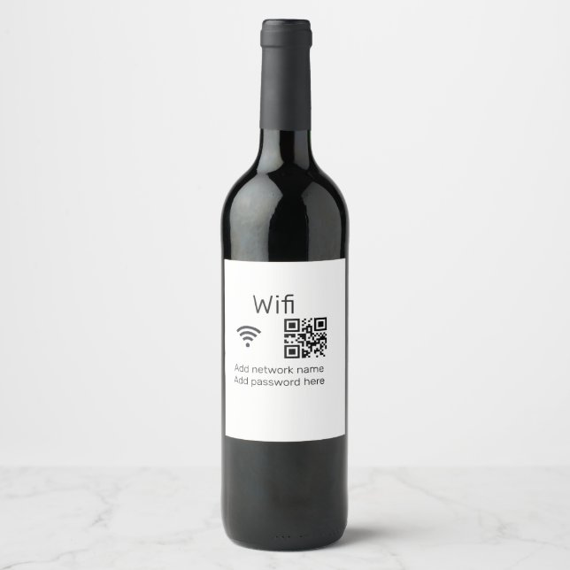 Wifi password sign add Q R code here details here  Wine Label (Front)