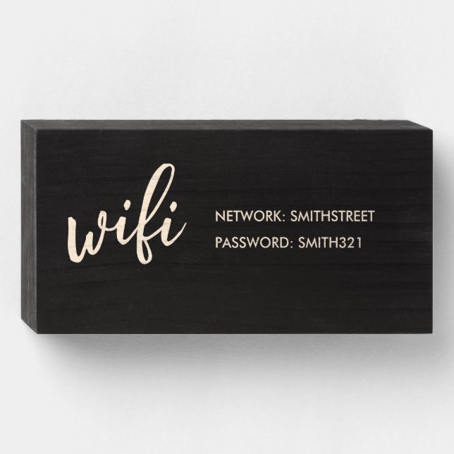 WIFI Password Sign Distressed Dark Wood Look (Front Horizontal)