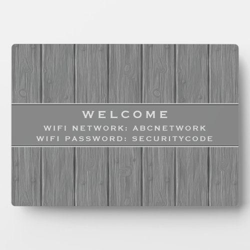 Wifi Password Sign  Gray Wooden Plank Plaque