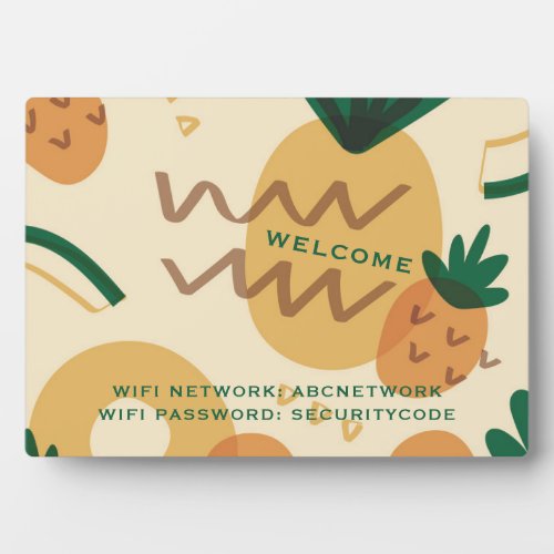 Wifi Password Sign  Mod Tropical Pineapples Plaque