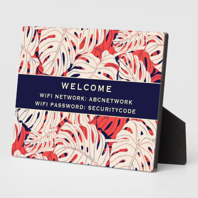 Wifi Password Sign | Tropical Palm Leaves Plaque (Side)