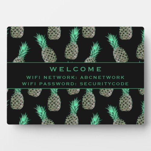 Wifi Password Sign  Tropical Pineapples Plaque