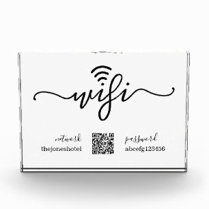 Wifi Password Sign with QR Code / Bar Code Acrylic Award