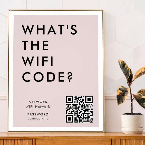 Wifi Password  Whats the WiFi Code QR Code Pink Poster