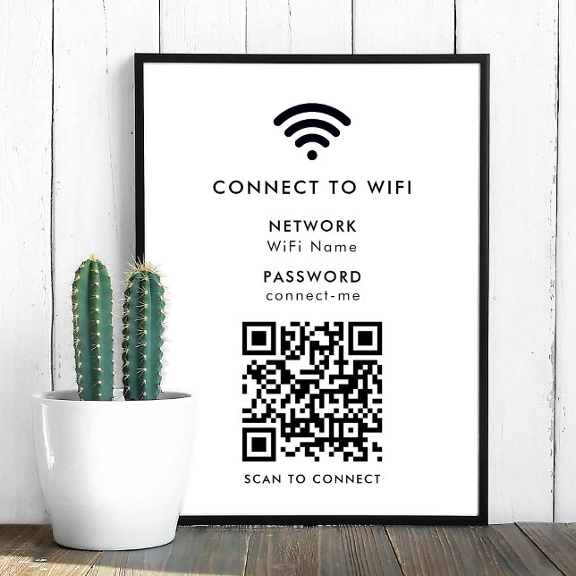 WiFi Poster Print | QR Code Connect Network Sign (Wi-Fi poster print wall sign with interactive QR code, connecting visitors seamlessly to your WiFi)