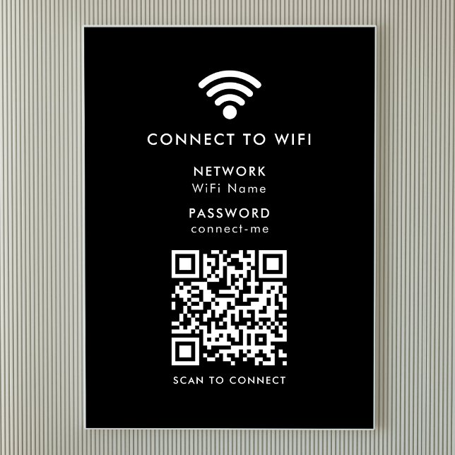 WiFi Poster Print | QR Code Connect Network Sign (Wi-Fi poster print wall sign with interactive QR code, connecting visitors seamlessly to your WiFi)