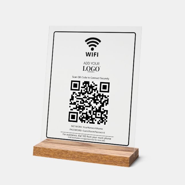 WiFi QR Business Logo Scan to Connect Office Sign  (Angle)