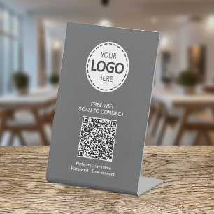  WIFI QR Code and Buisness Logo  Pedestal Sign
