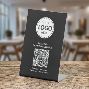WIFI QR Code and Buisness Logo  Pedestal Sign