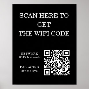 WiFi QR Code Black Poster – Scan for Access
