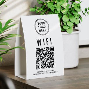 WiFi QR Code Business Logo Paper Table Tent