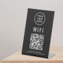 Wifi QR Code Business Logo Scan To Connect Black Pedestal Sign