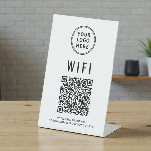 Wifi QR Code Business Logo Scan To Connect Pedestal Sign