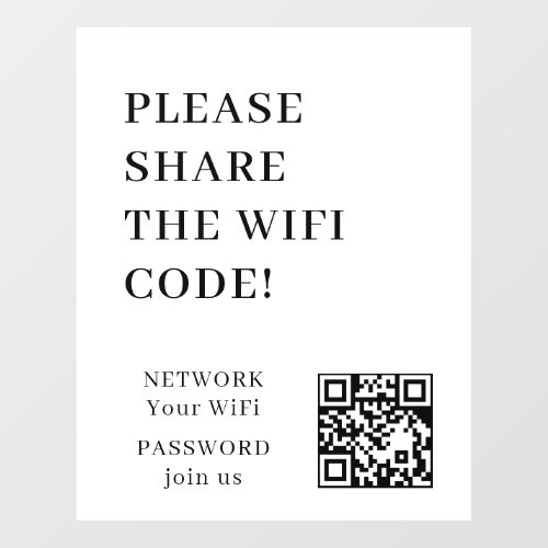 WiFi QR Code Connect Network Wall Decal