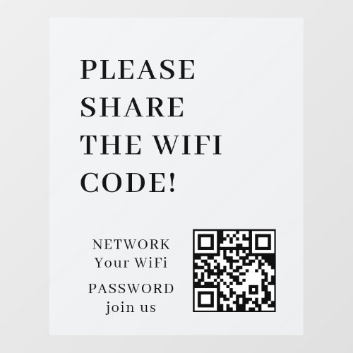 WiFi QR Code Connect Network Wall Decal