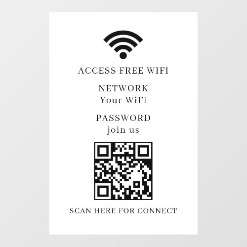 WiFi QR Code Connect Network Wall Decal